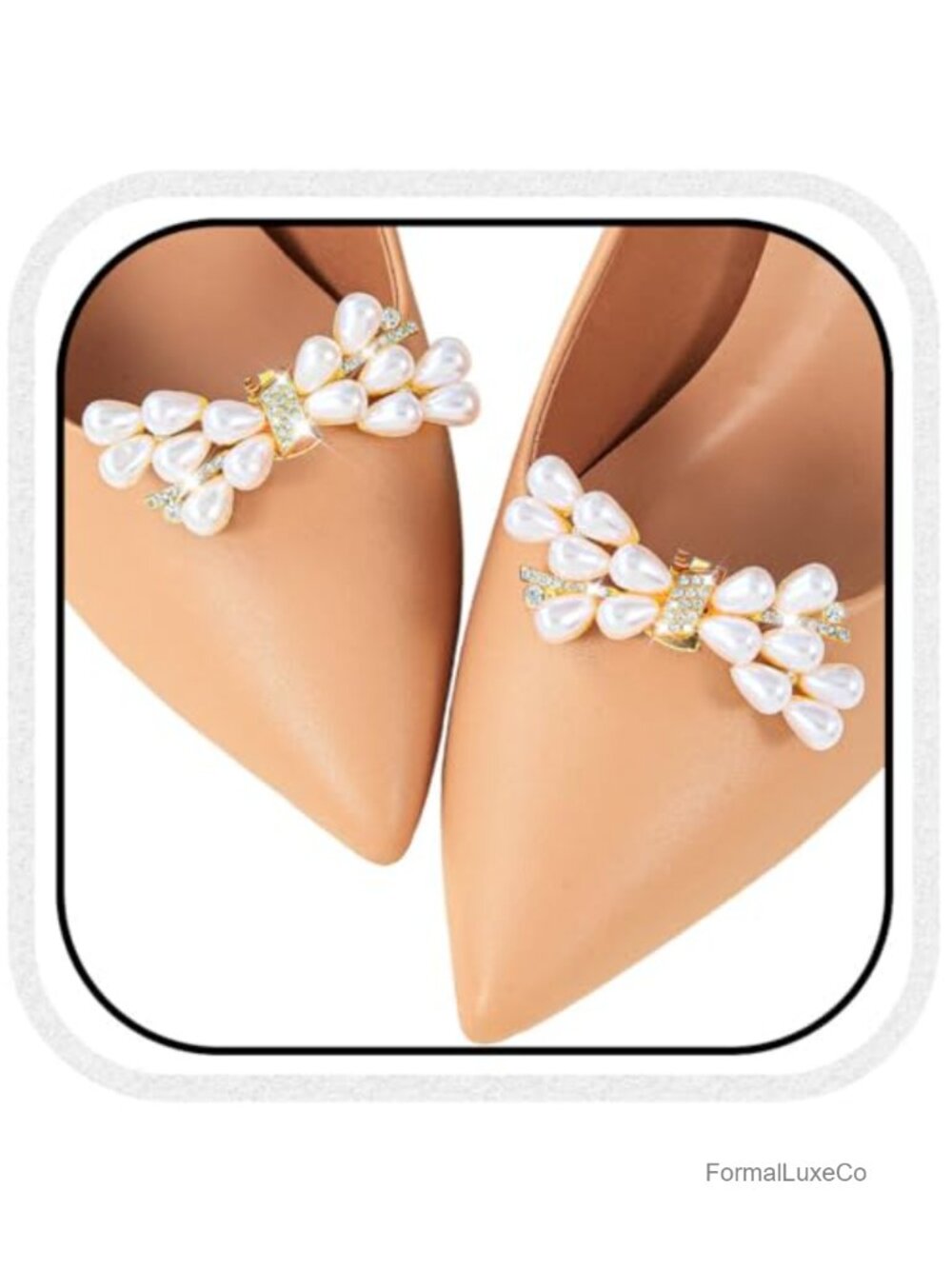 Rhinestone Pearl Shoe Clips for Pumps Bridal Shoe Jewelry Women 2 Count